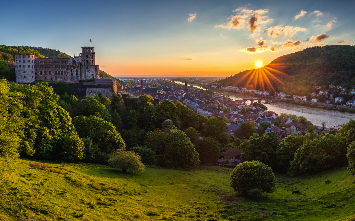 Heidelberg Panorama mit Schloss und Alter Brücke