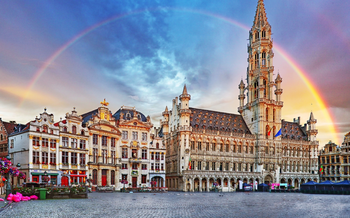 Rathaus am Grand Place oder Grote Markt in Brüssel, Belgien