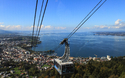 Blick auf Bregenz und den Bodensee von der Pfänderbahn aus gesehen