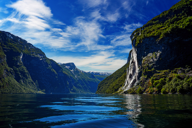 Wasserfälle Sieben Schwestern im Geirangerfjord